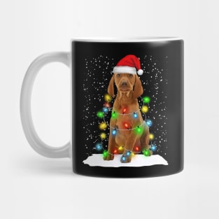 Vizsla Christmas Santa Hat Xmas Tree Color Lights Mug